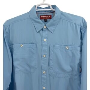 Simms Sky Blue Long-Sleeve Men's Casual Button-Down Shirt